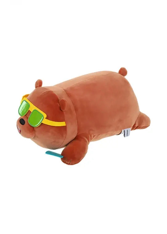 We Bare Bears Lying Plush Toy Grazz (Grizzly With Goggles)