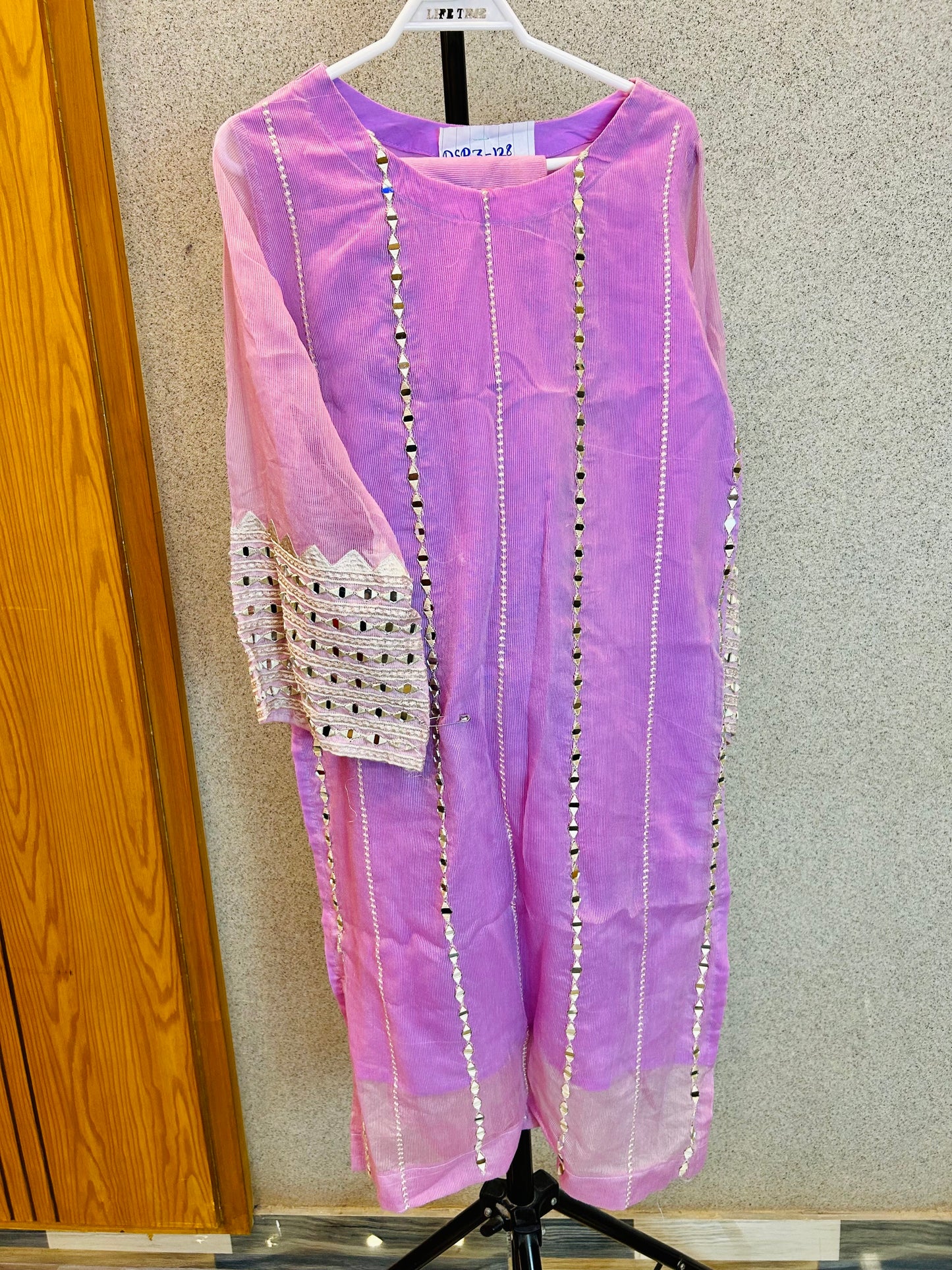 Semi Formal Shalwar Kameez Mirror Work Net Fabric DSP3-128