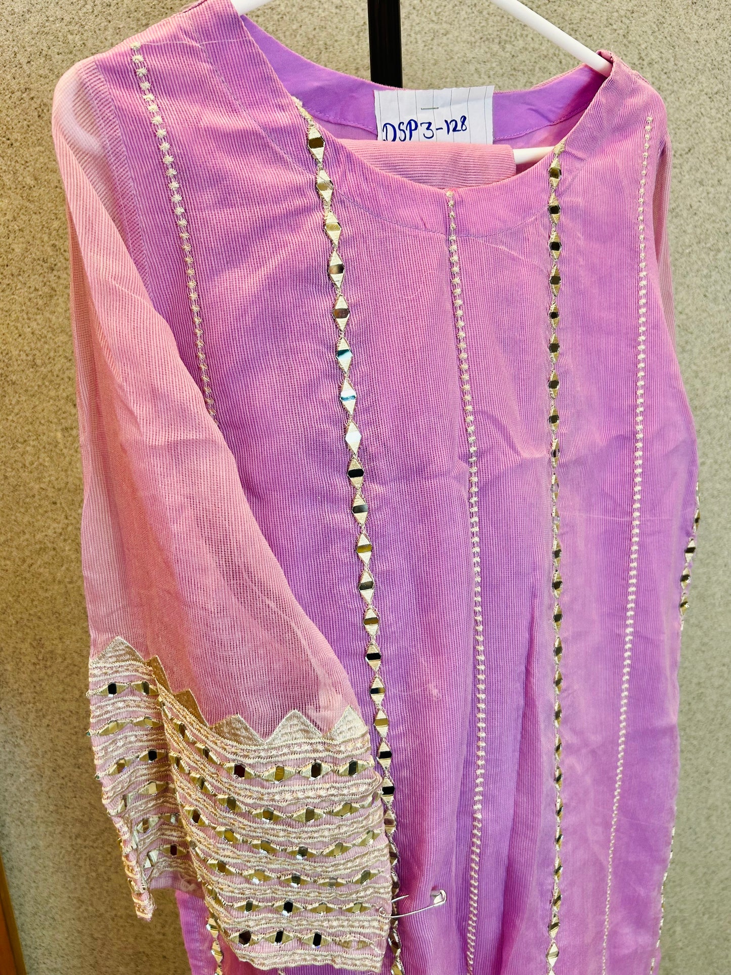 Semi Formal Shalwar Kameez Mirror Work Net Fabric DSP3-128