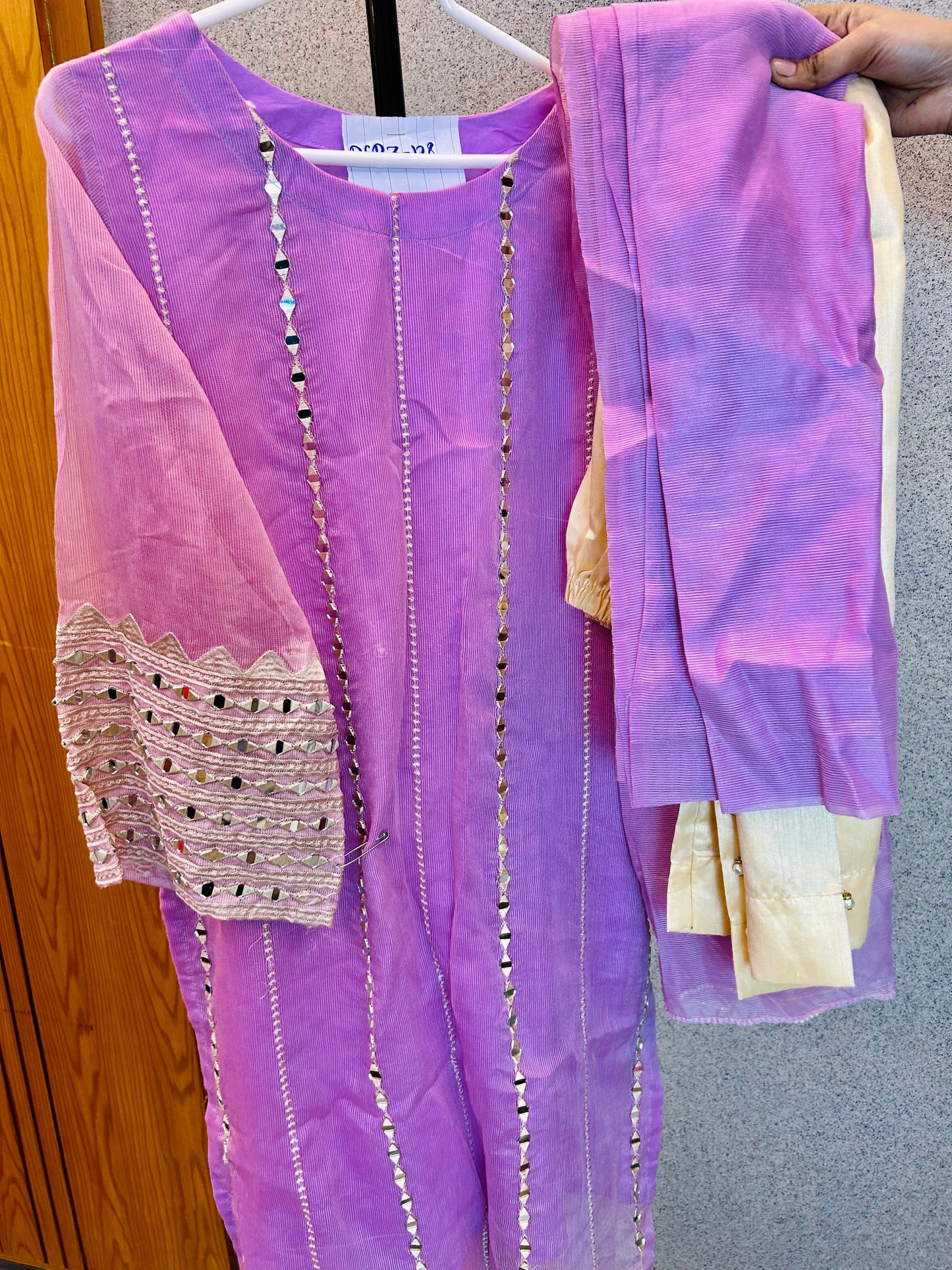 Semi Formal Shalwar Kameez Mirror Work Net Fabric DSP3-128