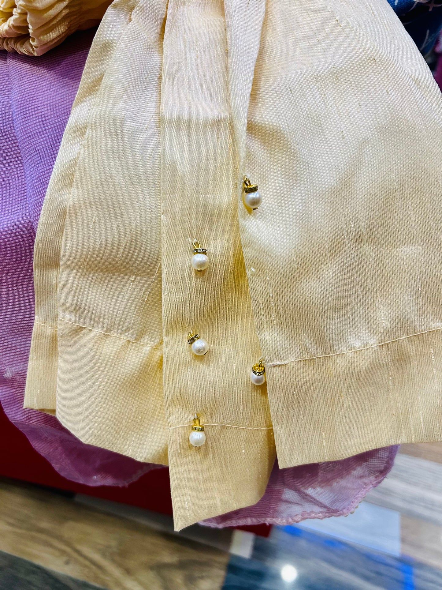 Semi Formal Shalwar Kameez Mirror Work Net Fabric DSP3-128