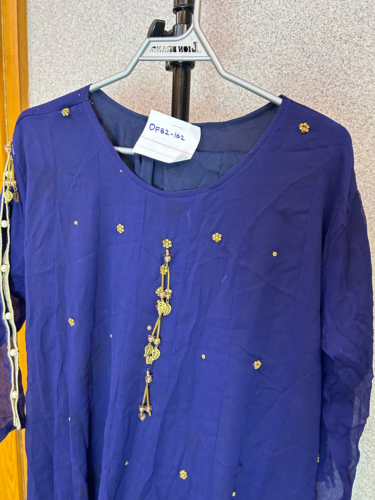 Charming Semi-Formal Blue Frock with Elegant Golden Tassels DFB2-162