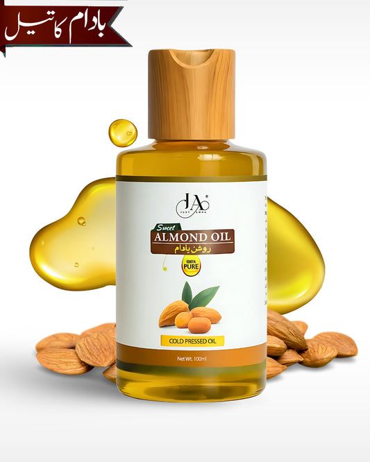 sweet almond oil, cold pressed, amina hussain, memoona muslima, roghan e badam