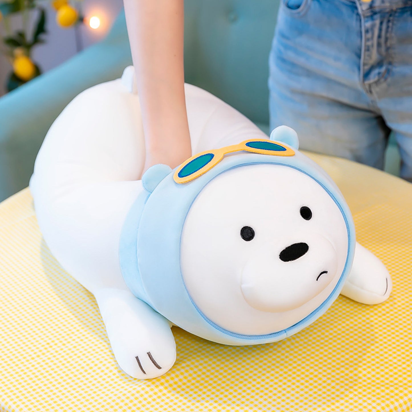 We Bare Bears Lying Plush Toy (Ice Bear With Goggles)
