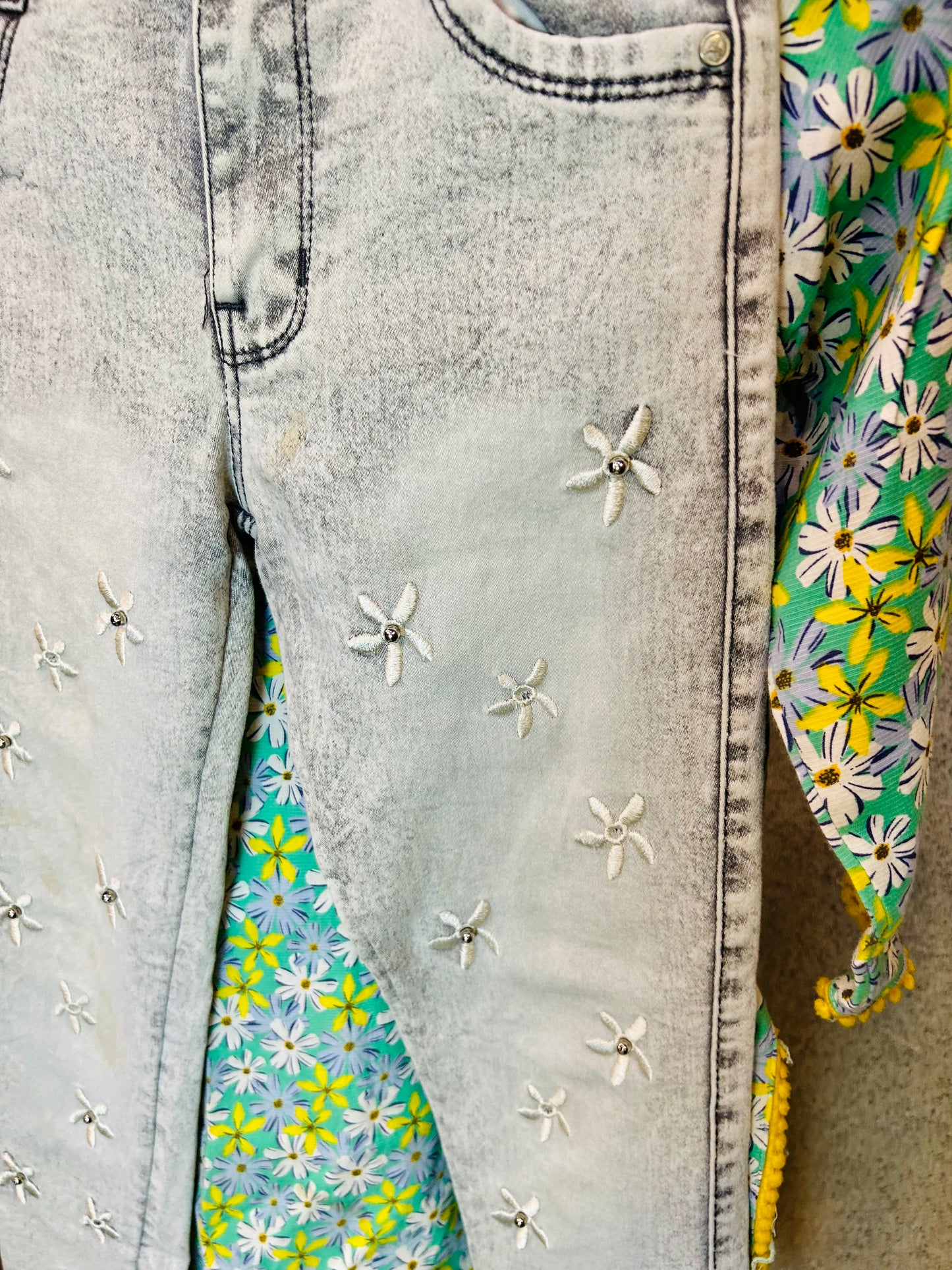 Stylish Floral Shirt Khaddar Fabric & Faded Grey Jeans DPS2-145