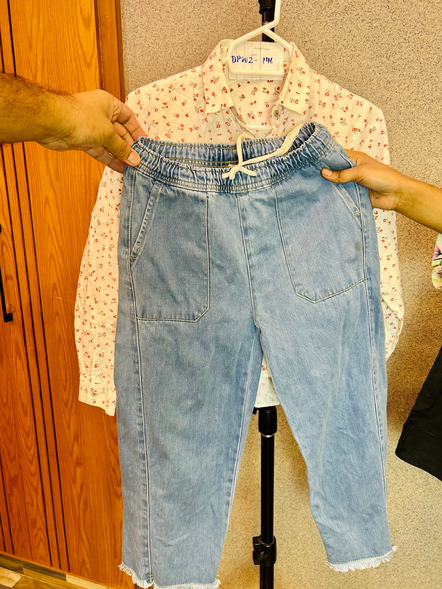 Stylish Floral Shirt Lawn Fabric & Faded Blue Jeans DPW2-146