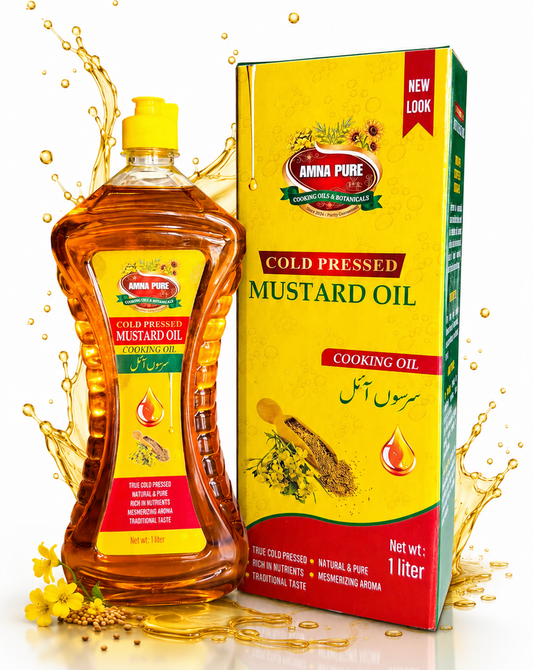 Amna Pure Cold Pressed MUSTARD COOKING OIL - Premium Kachi Ghani Sarson ka Tel