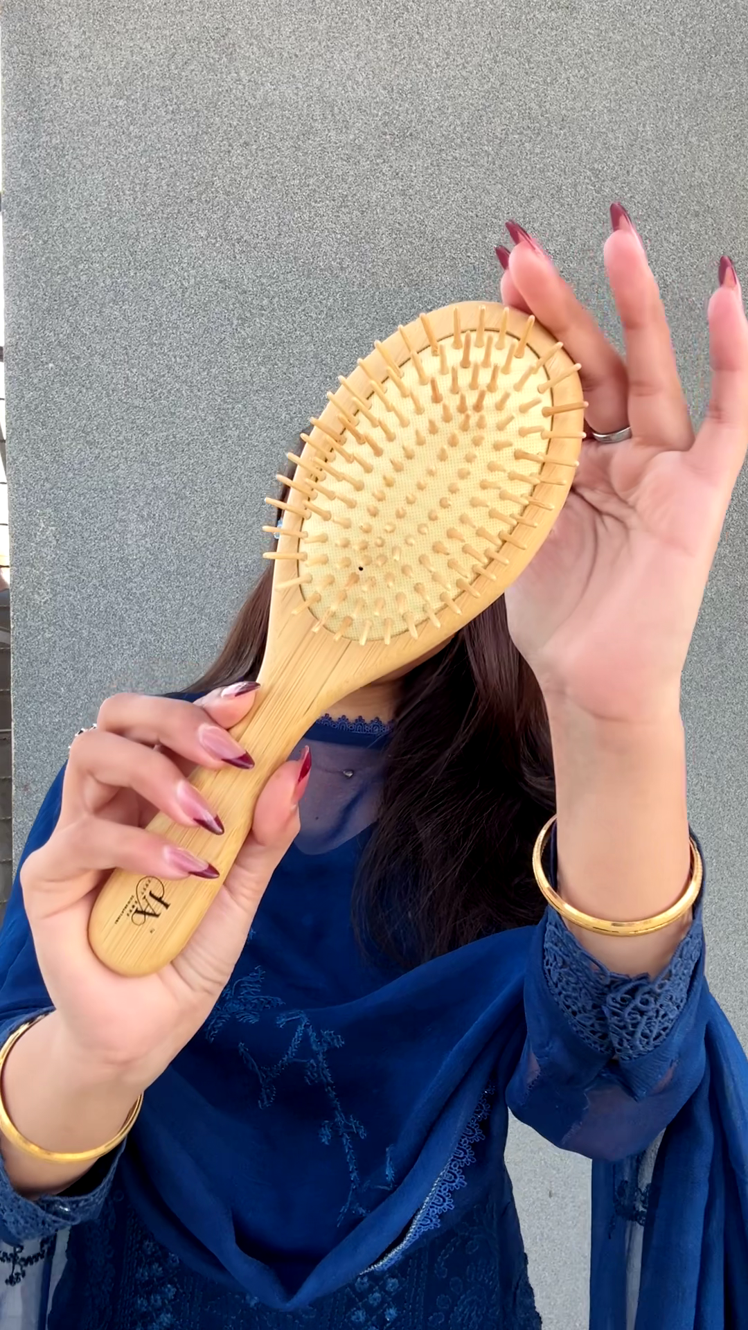 wooden bamboo hair brush anti hair fall scalp massage